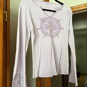 Vintage Y2K Harley Davidson Lavender Bell Sleeved Top